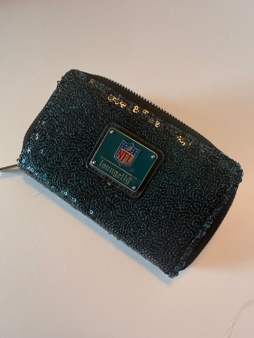 Loungefly Black Sequin 'EAGLES' Zip Wallet - Picture 3 of 4